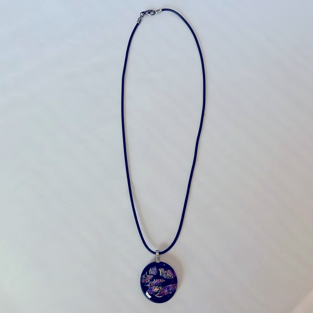 Elegant Black and Purple Pendant Cord Necklace